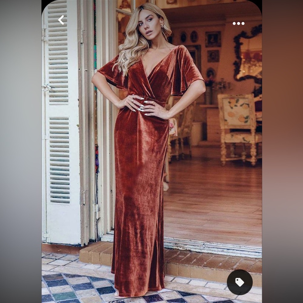 Azazie Rust Velvet Dress